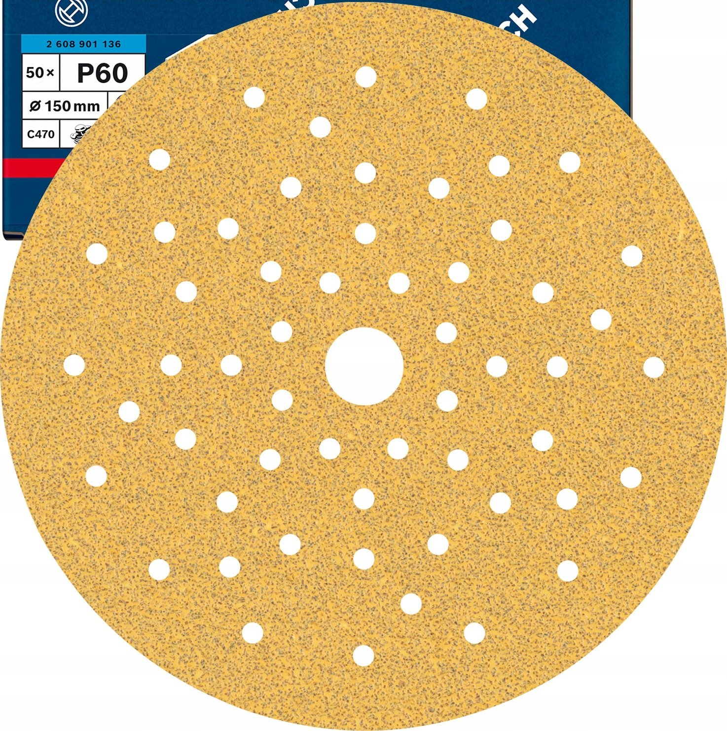 Bosch Bosch Expert C470 sanding sheet, 150mm, K60 multi-hole (50 pieces, for eccentric sanders)