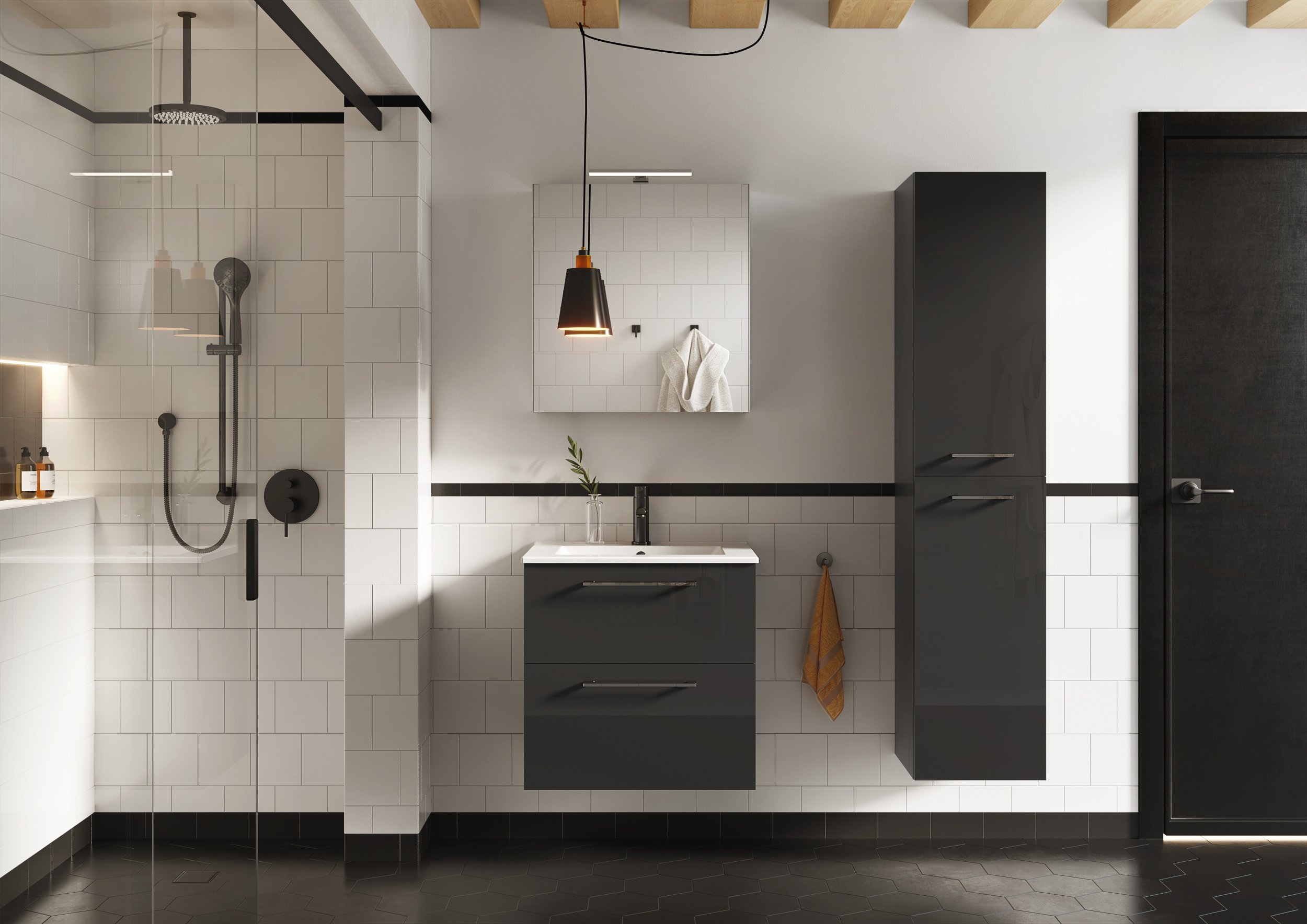 M. CABINET EKOLINE 60 1D + LED ESTHER 28