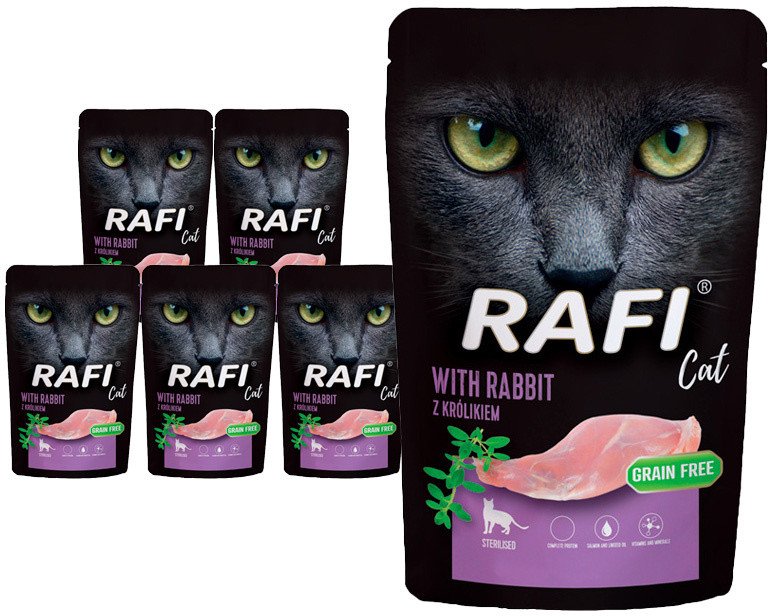 Mokra karma dla kotów sterylizowanych z królikiem Rafi Cat Adult zestaw 10 x 100 g