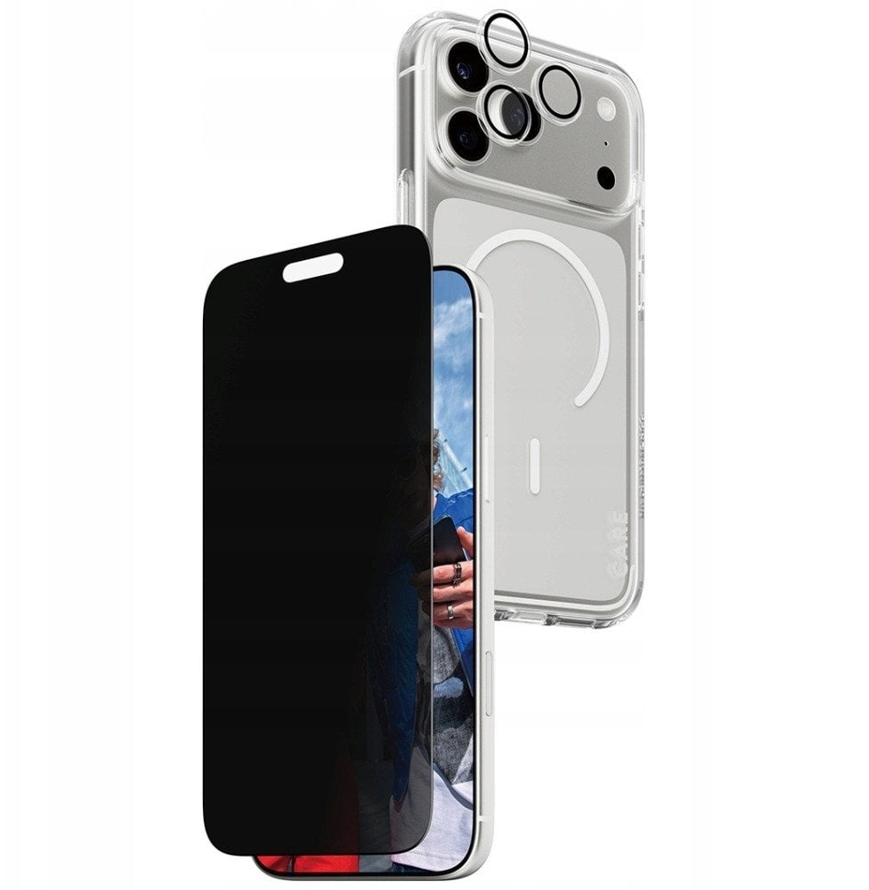 PanzerGlass Zestaw ochronny CARE by Flagship Privacy 3w1 Etui+Szklo Prywatyzujace+Lens do iPhon