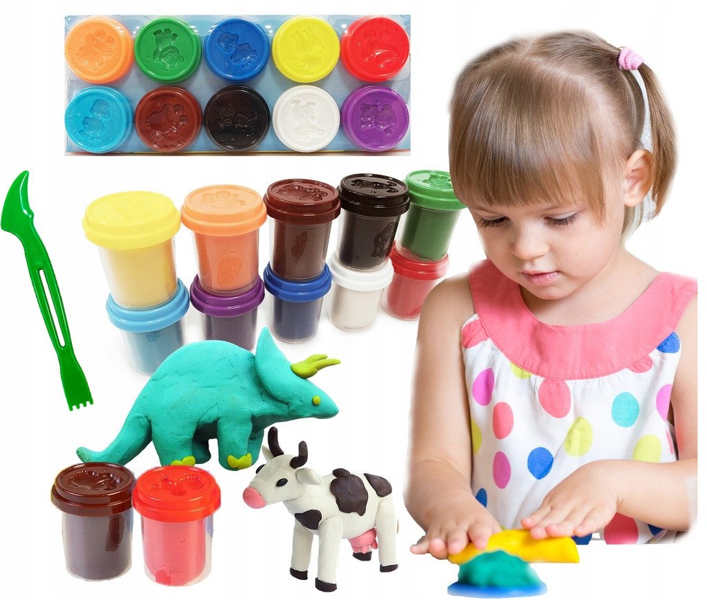 HAPPY KIDDO Masa plastyczna zestaw 10kolorów nożyk