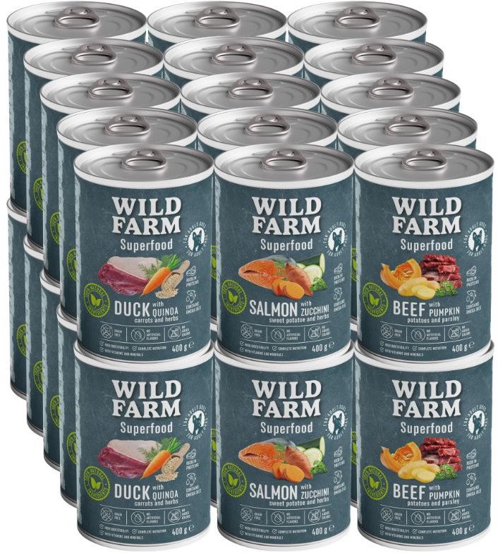 WILD FARM Superfood Mix Smaków 30x400g bezzbożowa karma dla psa