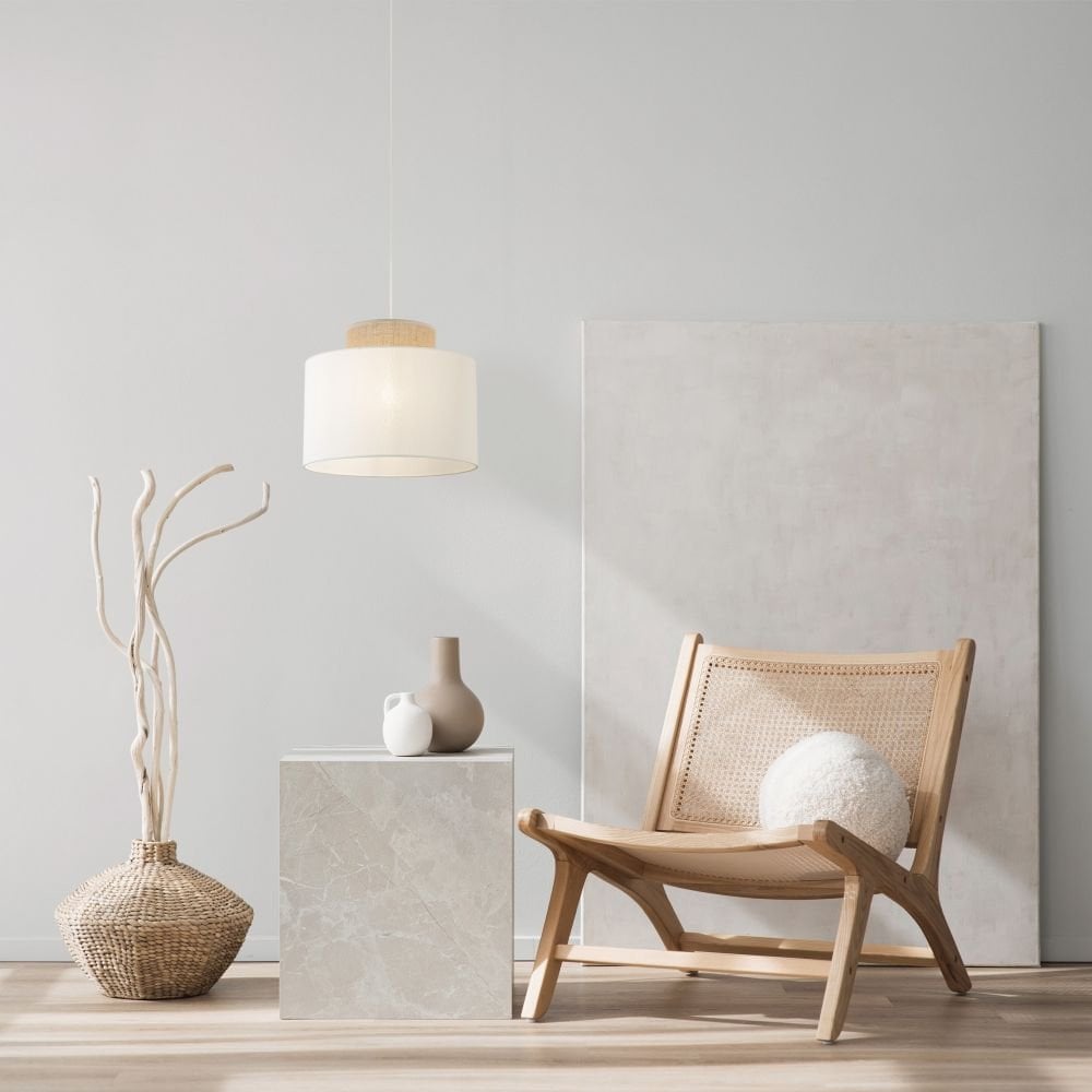 TK Lighting Duo 1856 lampa wisząca zwis 1x15W E27 juta/biała