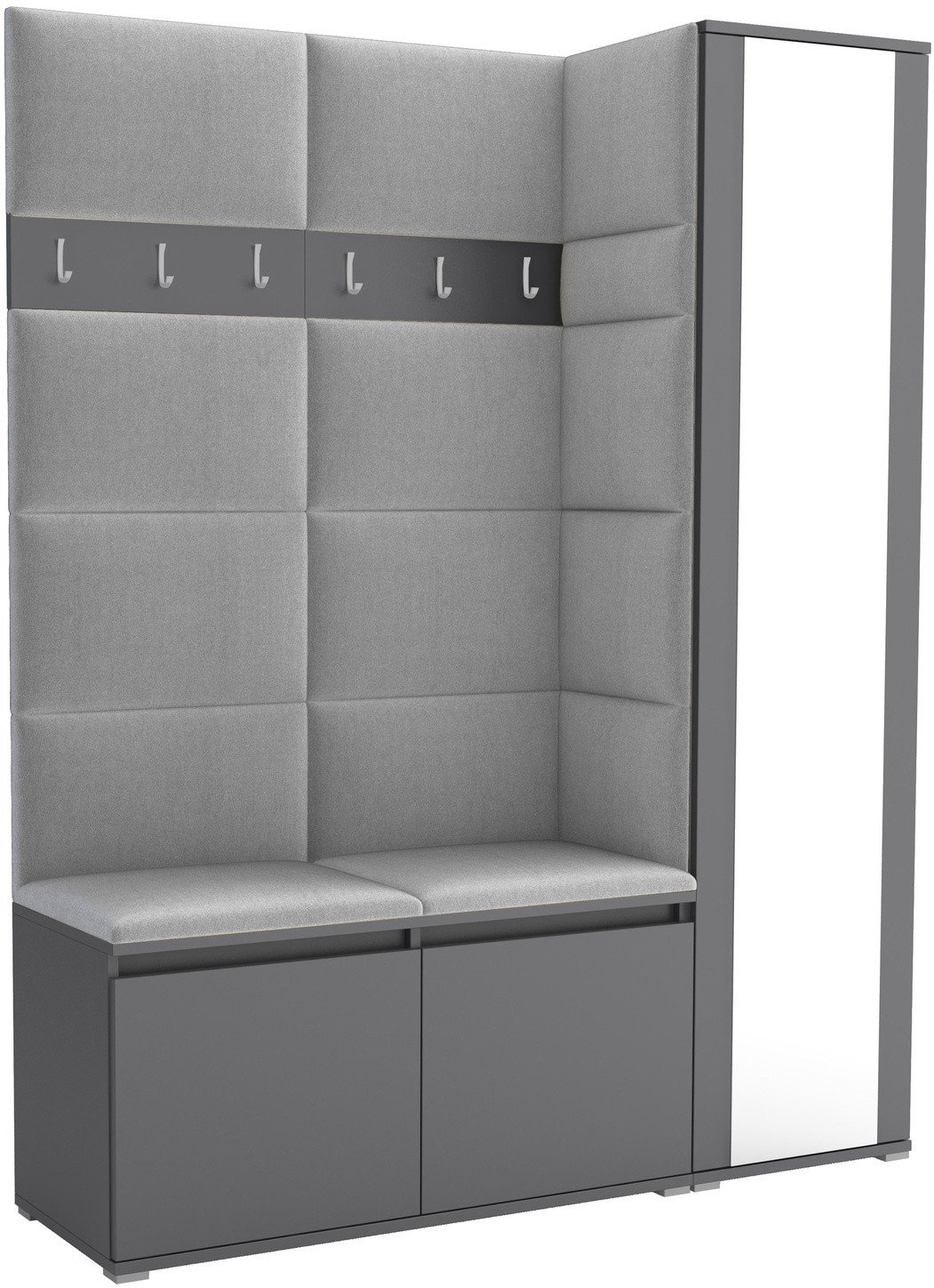 Tapicerowana garderoba Noris VII z lustrem - kolor antracyt + tkanina Trinity 32