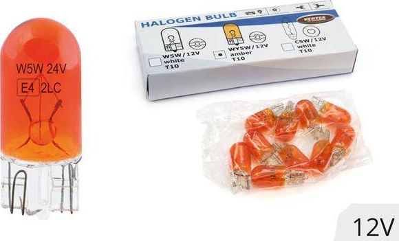 AMiO Żarówki halogenowe WY5W T10 5W W2.1x9.5d AMBER 12V 10szt.