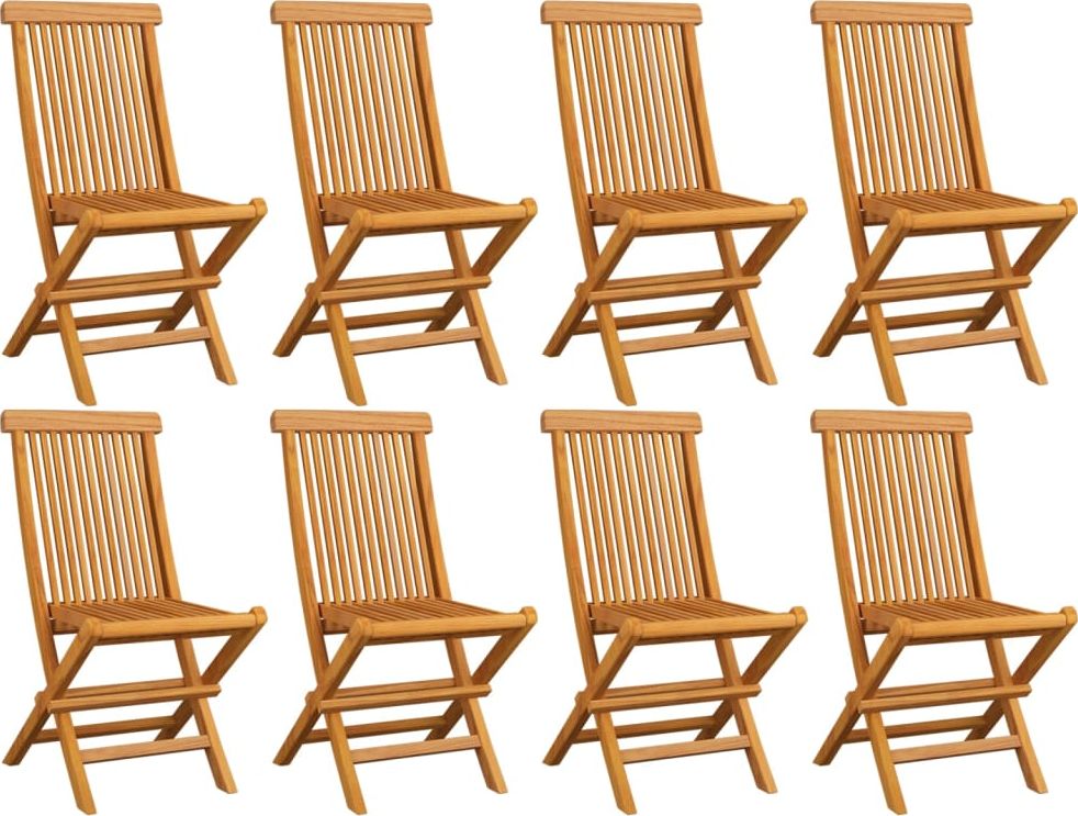 vidaXL Składane krzesła ogrodowe, 8 szt., lite drewno tekowe