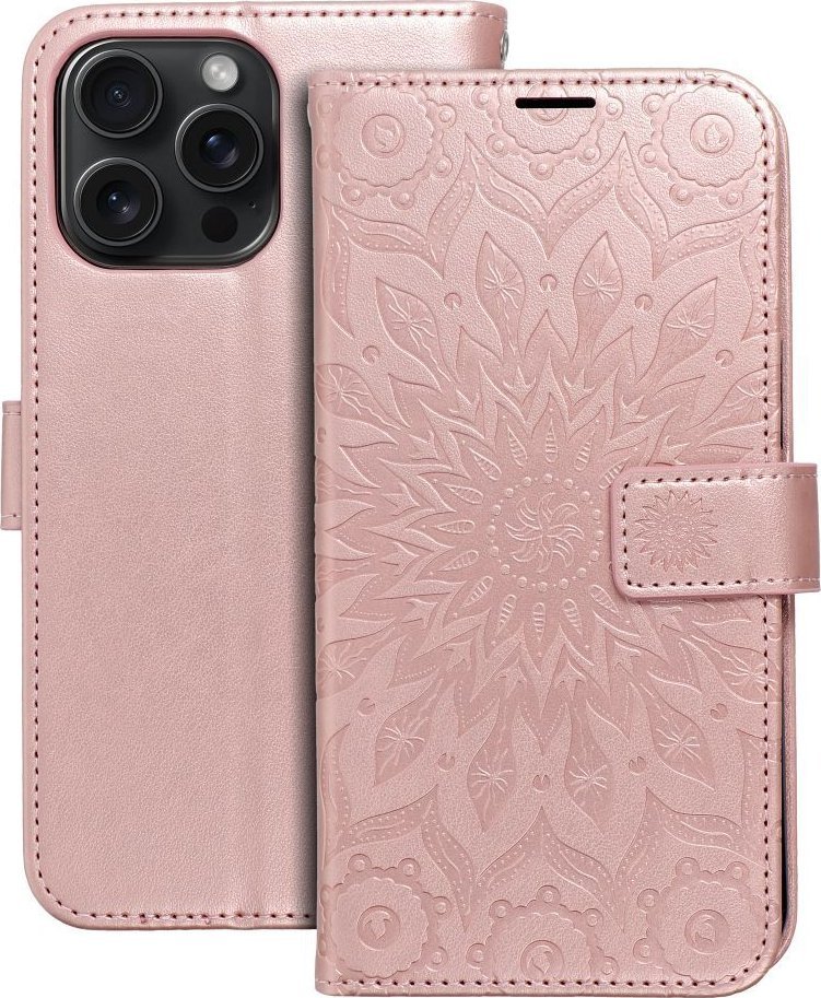 OEM Kabura MEZZO Book do IPHONE 15 Pro Max mandala złoty róż