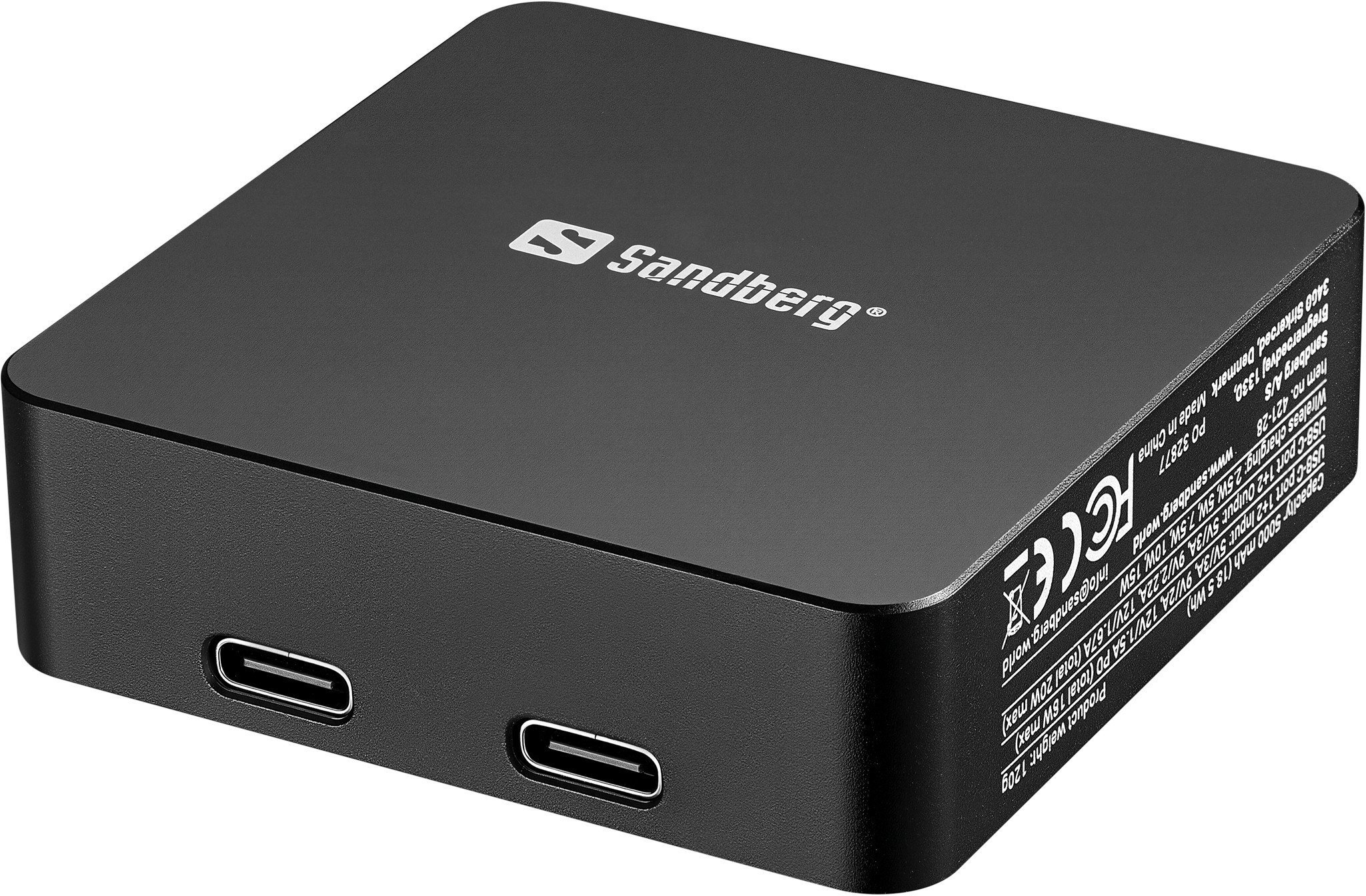 Powerbank Sandberg 421-28 bank mocy 5000 mAh Bezprzewodowe ładowanie Czarny