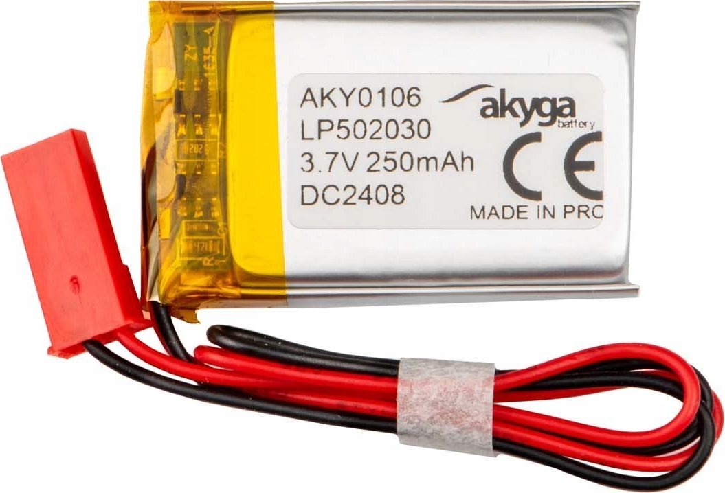 Akumulator Li-Po LP502030 Akyga AKY0106 3.7V / 250mAh PCM złącze JST 2-Pin 150mm