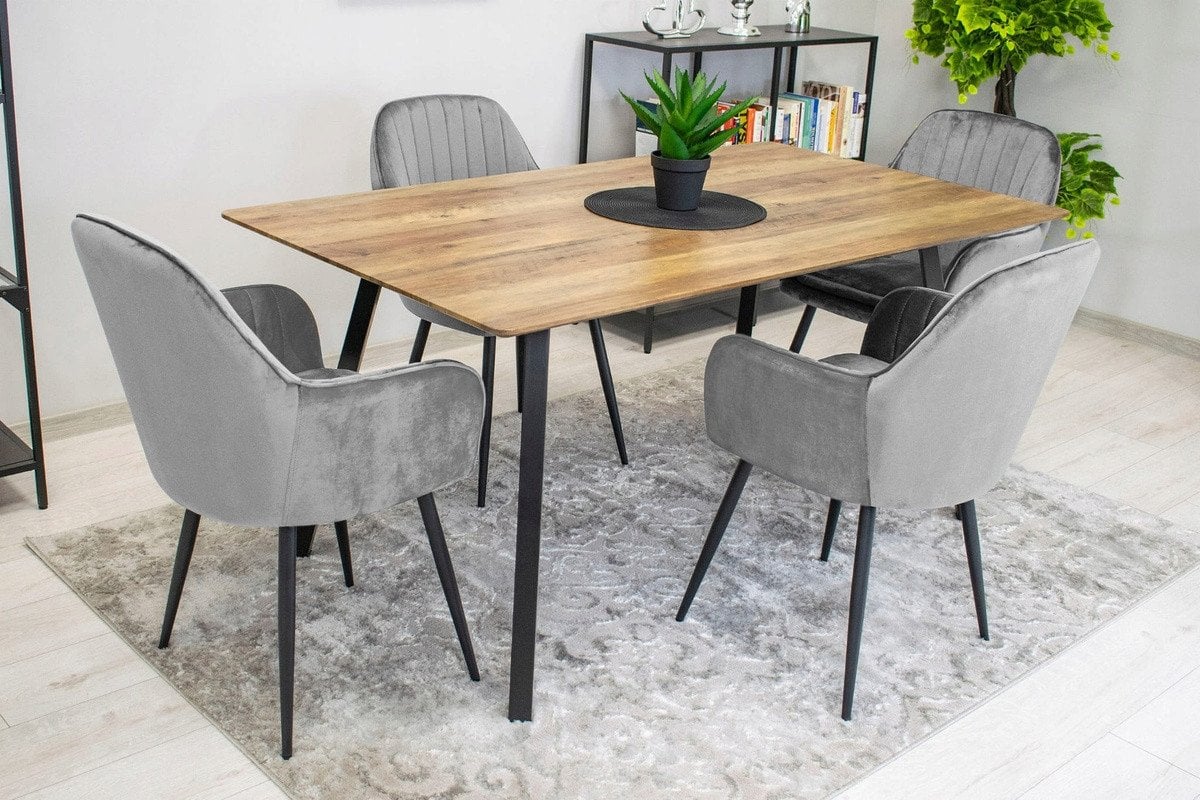 Krzesło LUGO - aksamit srebrno-szary / nogi czarne x 2