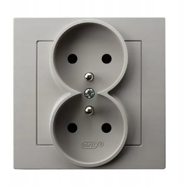 Ospel Gniazdo podwójne z uziemieniem kompletne z ramką kaszmir GP-2GZ/82