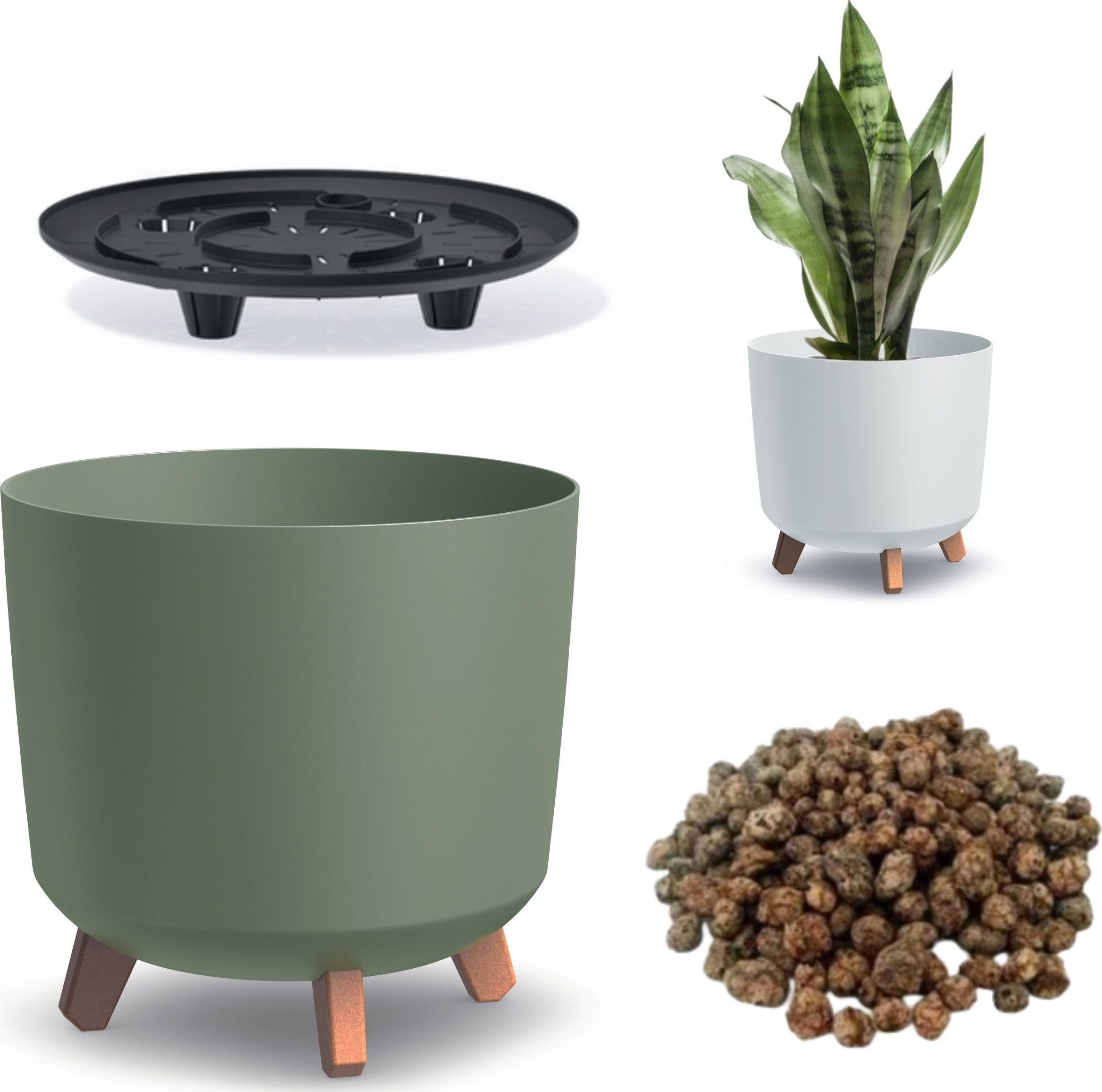 Prosperplast Doniczka okrągła na nóżkach GRACIA DGTL300L + keramzyt 1l