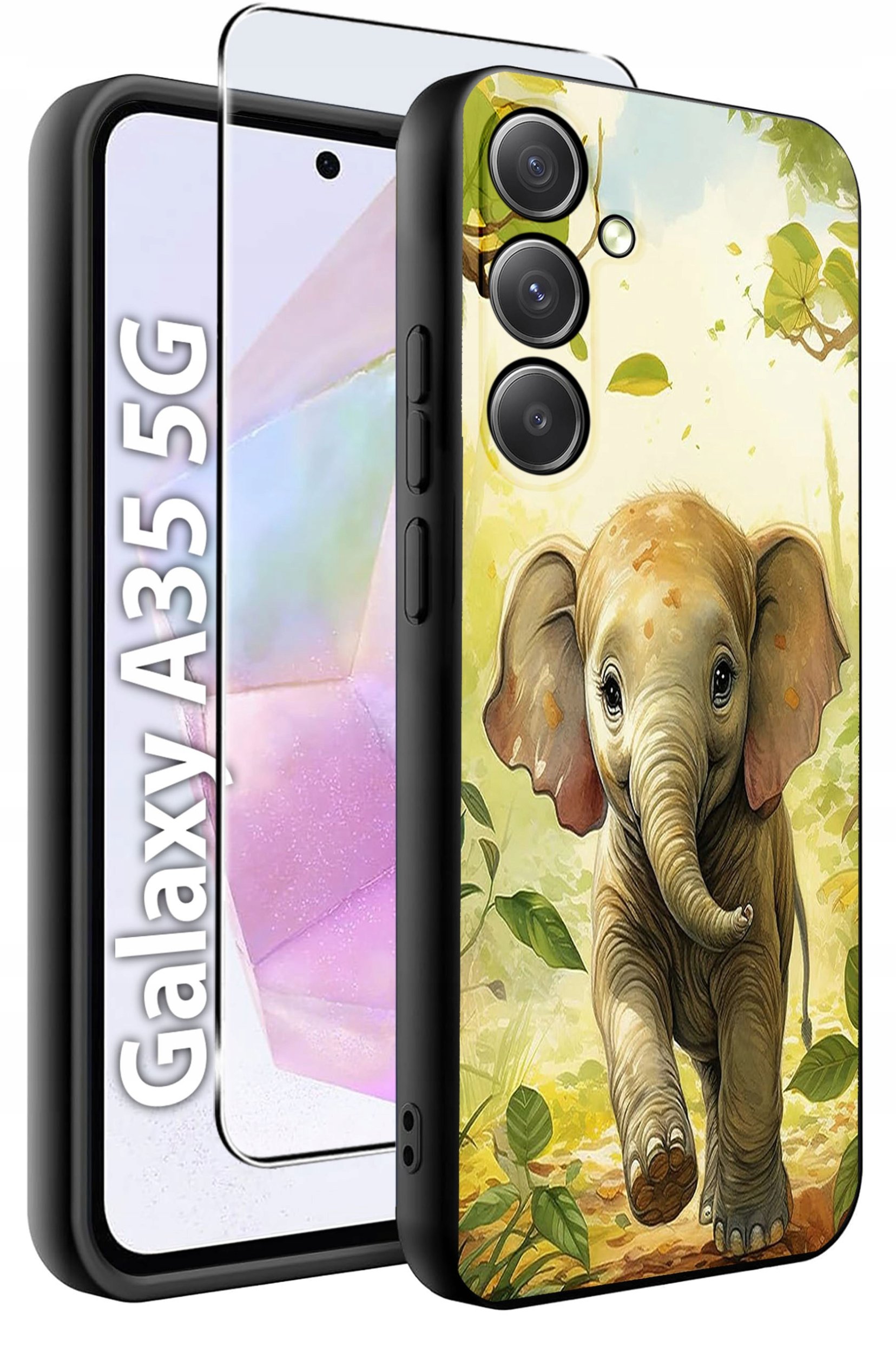 ETUI do Samsung A35 5G WZORY | SILIKONOWE MATT CASE + SZKŁO HARTOWANE 9H