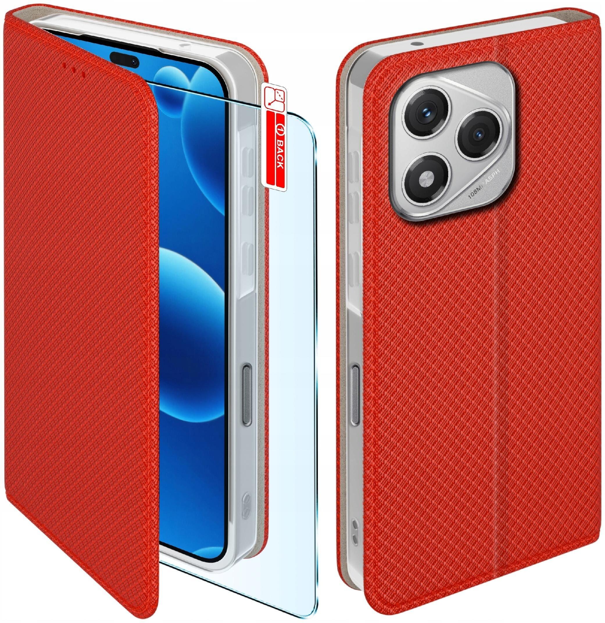 Etui z klapką do Honor 400 Lite Zamykane Czerwone Futerał + Szkło 9H