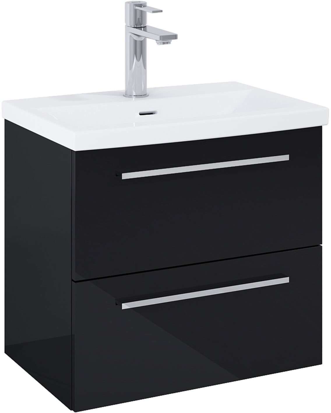 A857969351 / ROCA / KWADRO / SZAFKA ŁAZIENKOWA 60 CM Z 2 SZUFLADAMI, DO KOMPLETACJI Z UMYWALKĄ HEBE, CZARNY POŁYSK / ZAMIENNIK 167646