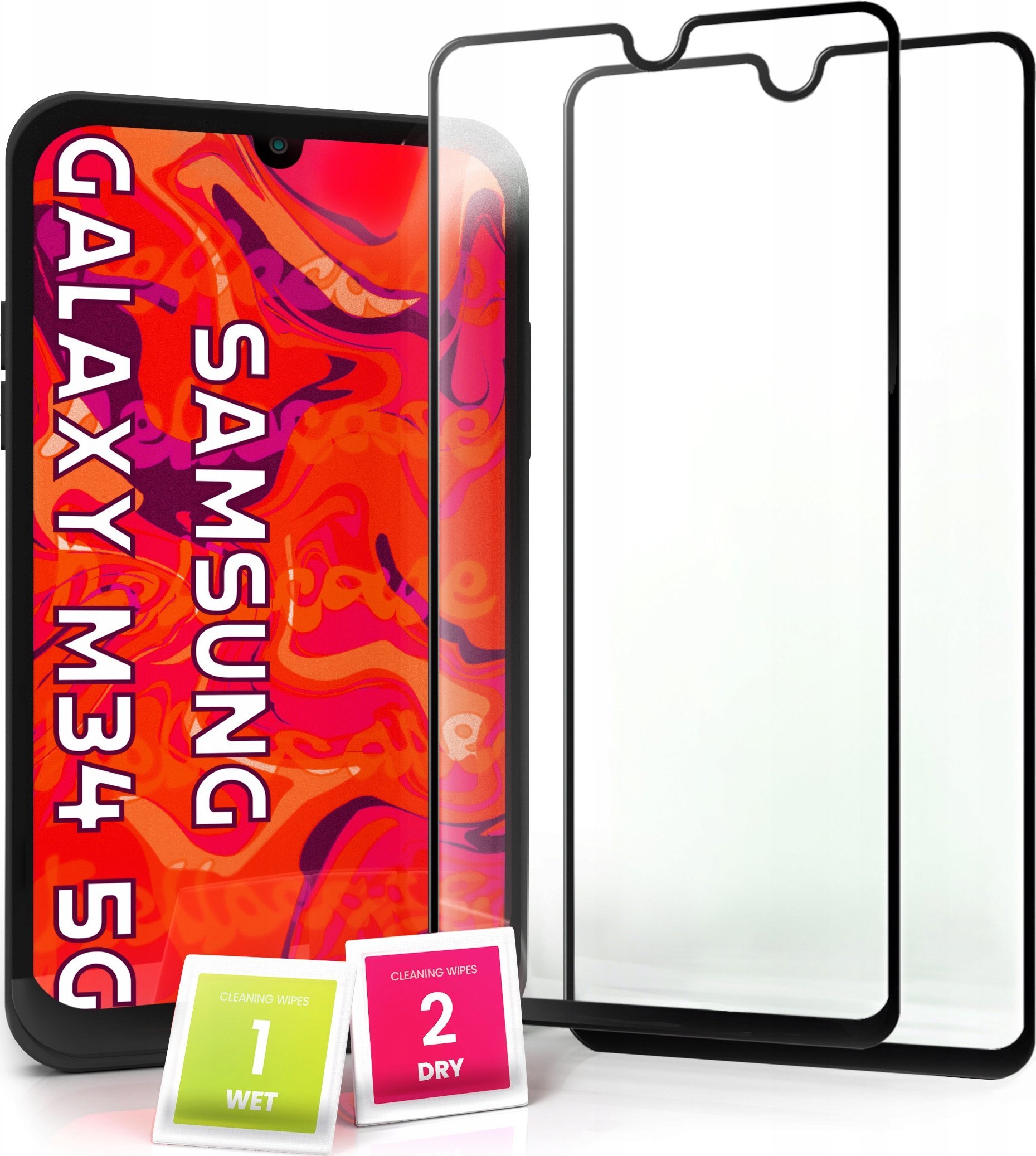 Hello Case 2-pak Szkło Hartowane do Samsung Galaxy M34 5G Ochronne Pełne Na cały ekran