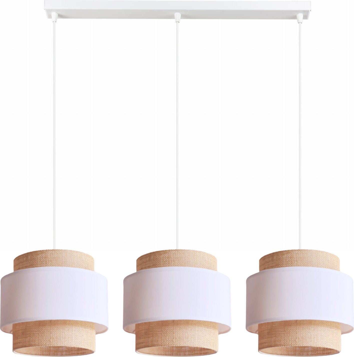 Lampa wisząca Solar Lampa wisząca sufitowa żyrandol BOHO len i biel 3 żarówki