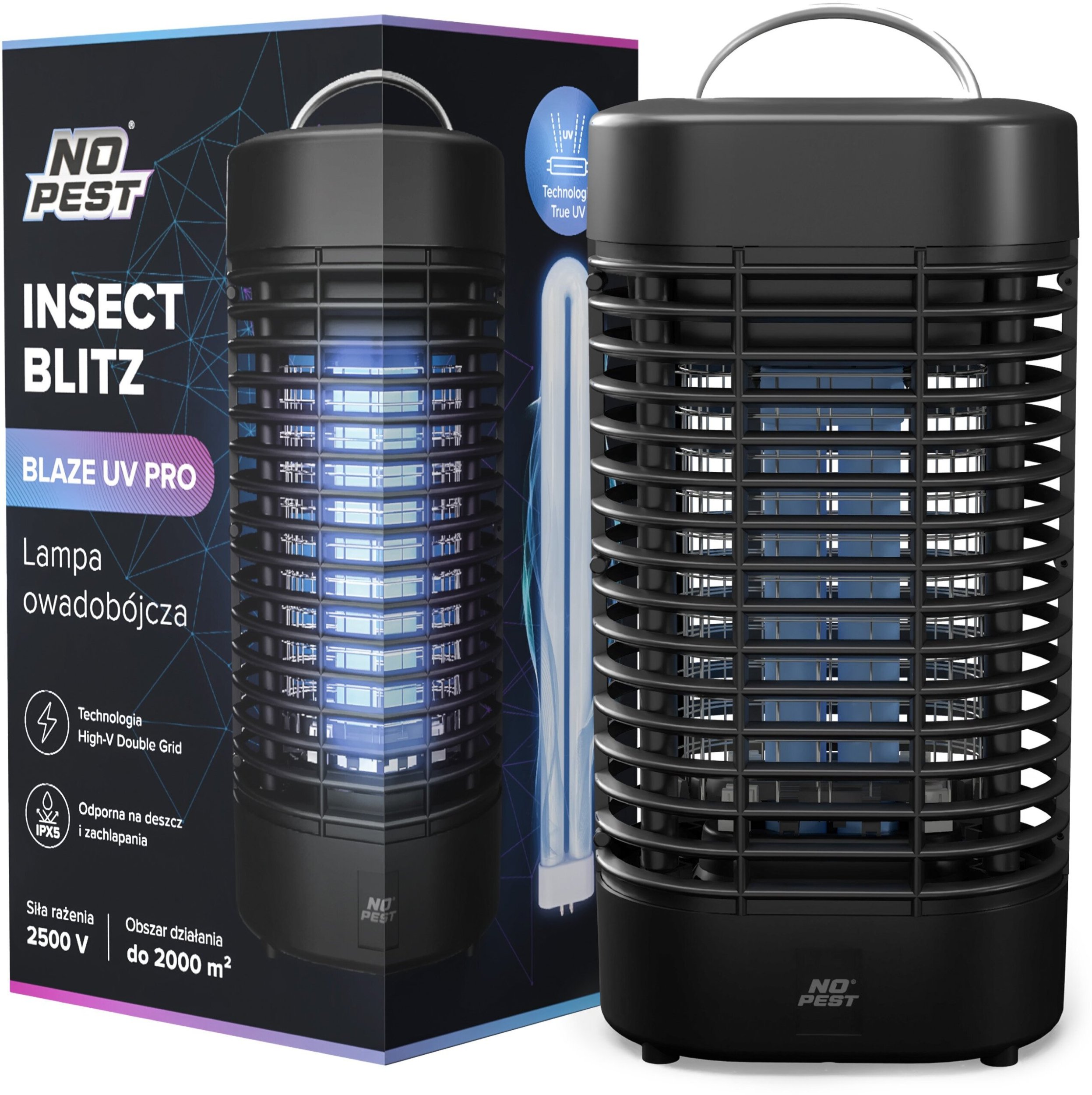 Lampa Owadobójcza UV Lampion Lampa na Komary Muchy Meszki Osy Inne Owady "Insect Blitz Blaze UV Pro" 2500V