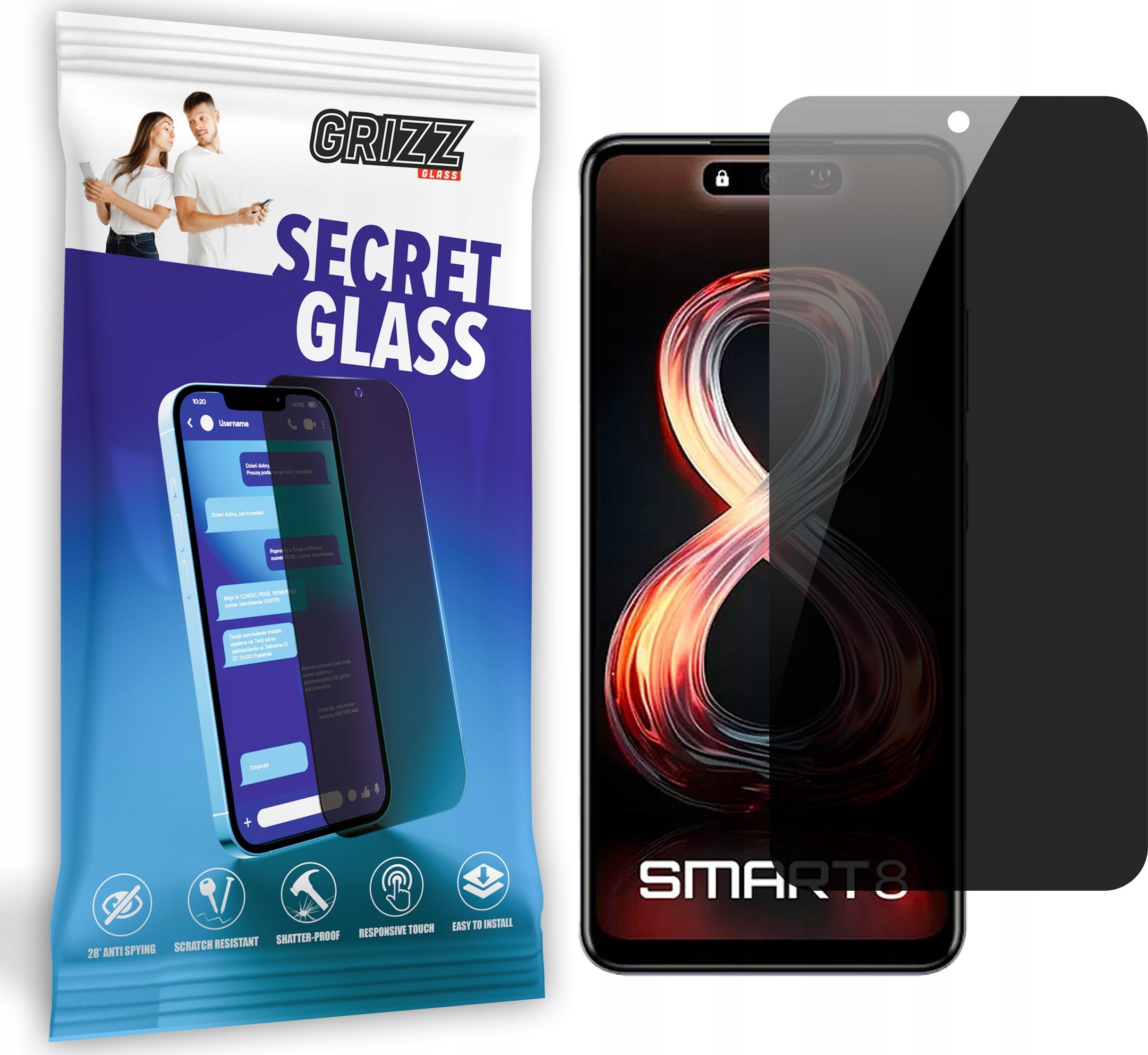 GrizzGlass Szkło prywatyzujące GrizzGlass SecretGlass do Infinix Smart 8 Pro