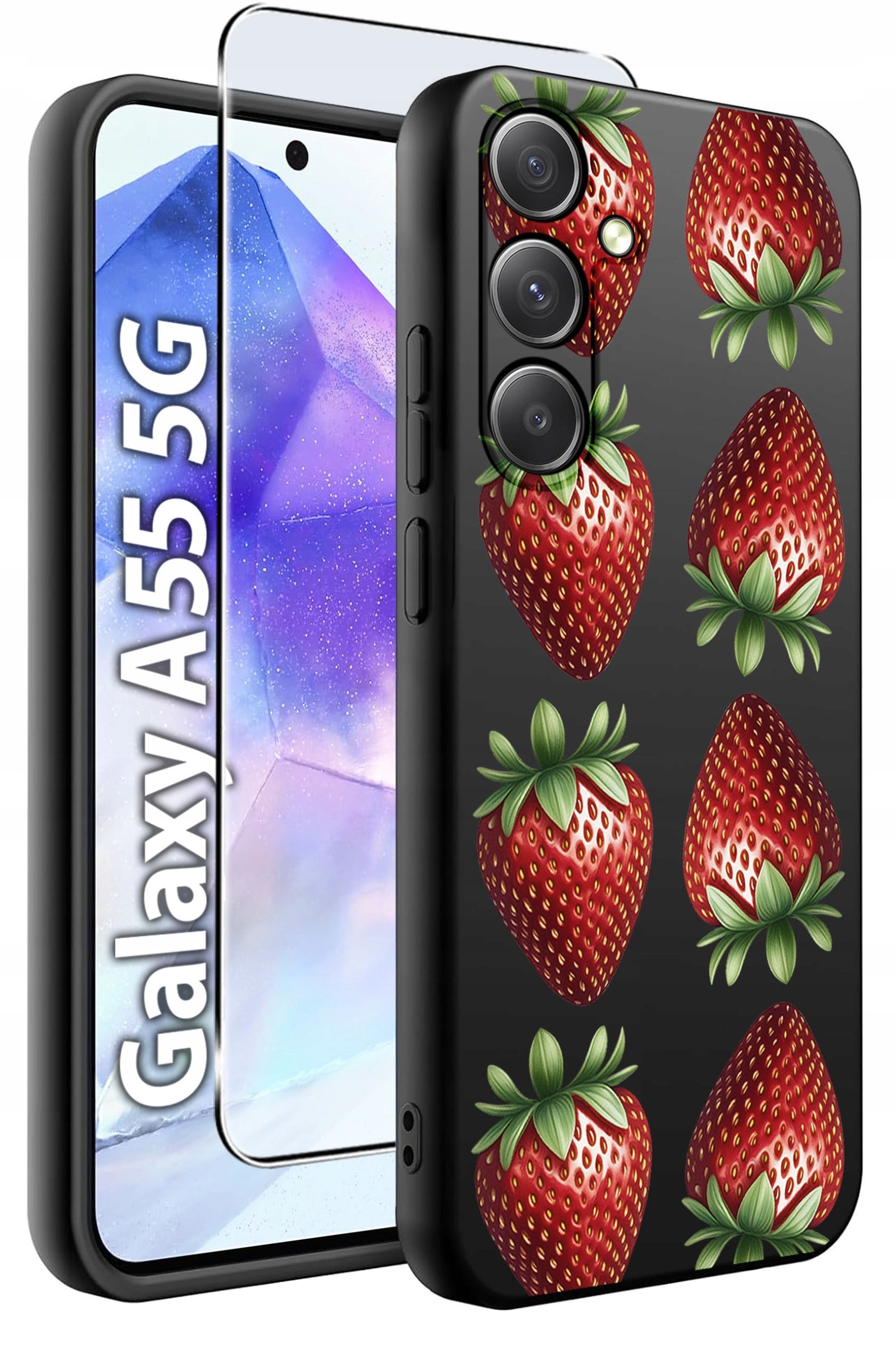 ETUI do Samsung A55 5G WZORY | SILIKONOWE MATT CASE + SZKŁO HARTOWANE 9H