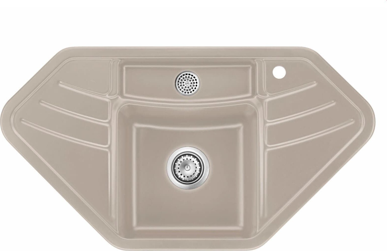 Zlewozmywak SYSTEMCERAM Systemceram Vega ECK Fango, Zlewozmywak ceramiczny narożny, korek manualny,