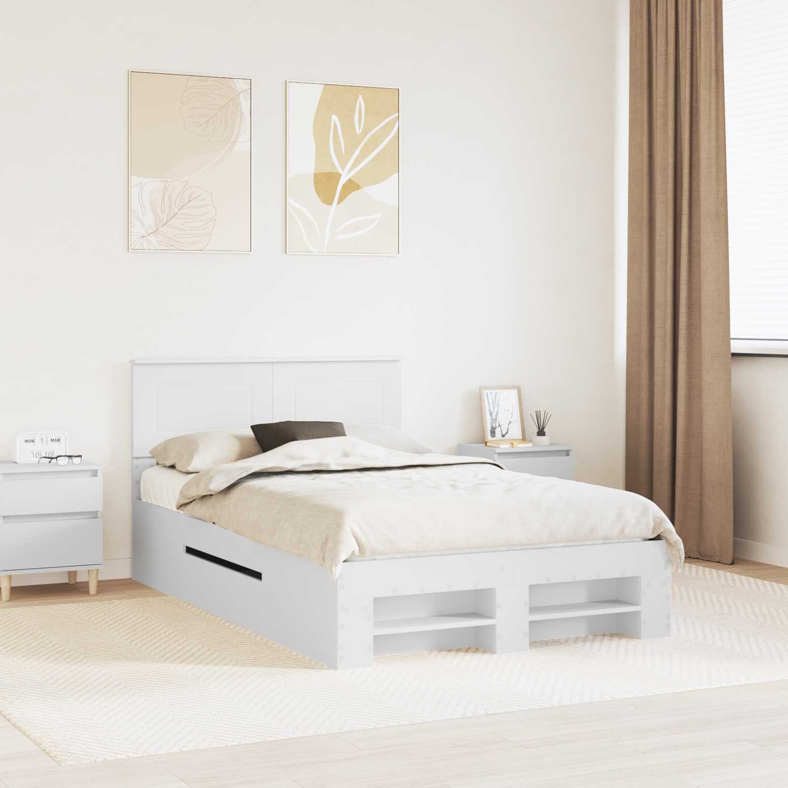 vidaXL Ramka łóżka Biały 137 x 203 cm