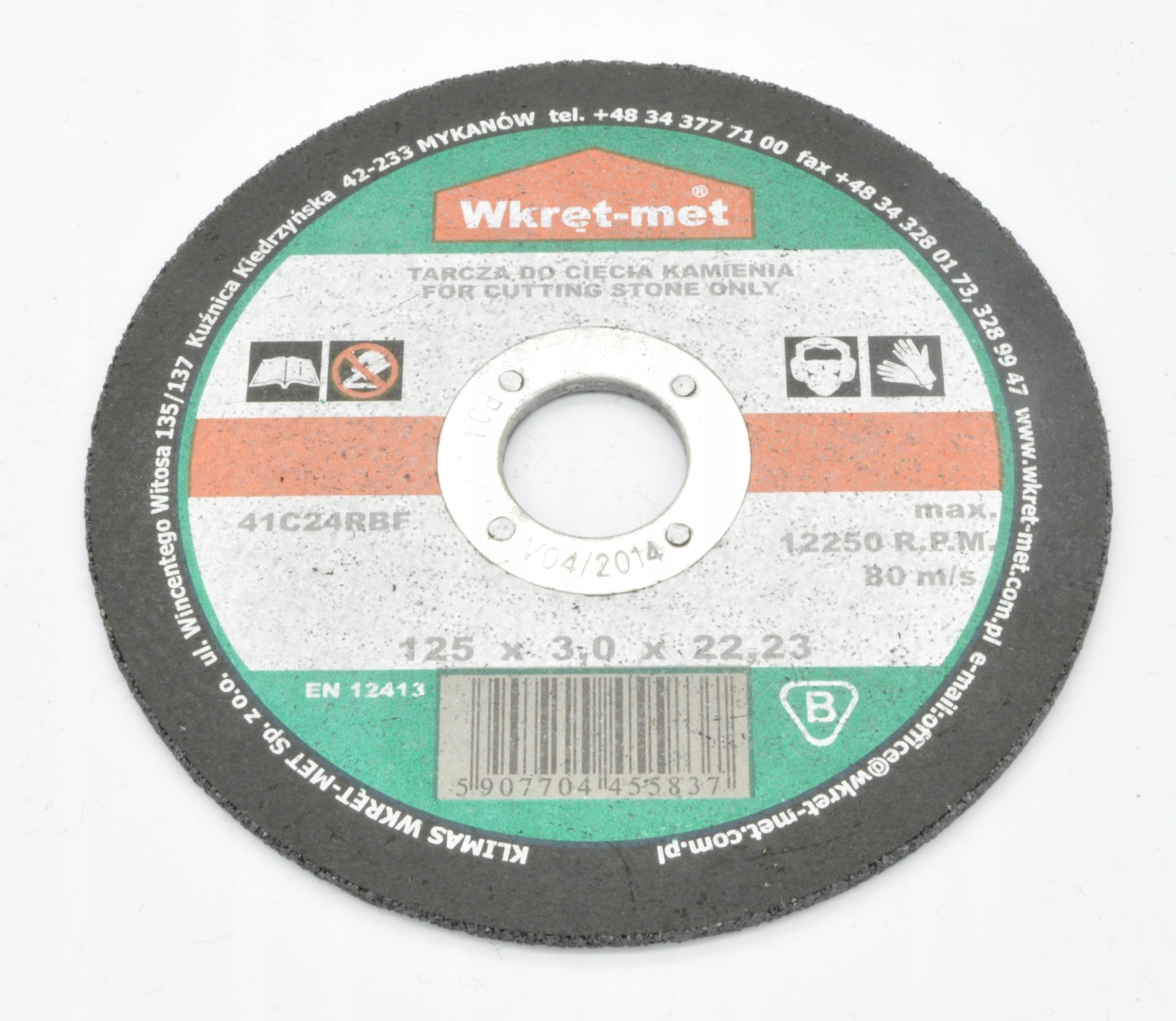 TARCZA KORUNDOWA DO CIĘCIA KAMIENIA TCK-12530 125 mm WKRĘT-MET KLIMAS