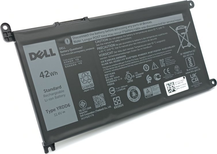 Dell Oryginalna Bateria DELL YRDD6 1VX1H VM732 FDRHM do Inspiron 14 15 3781 5593 5590 5491 5493 Vostro 3490 5481 5581