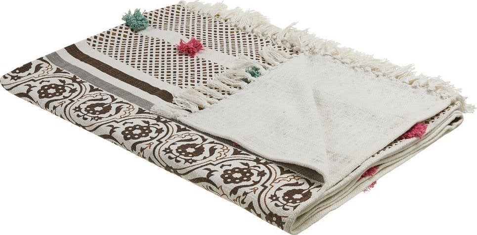 Beliani Koc Bawełniany 130 X 180 Cm Brąz Z Beżem Chinsurah!