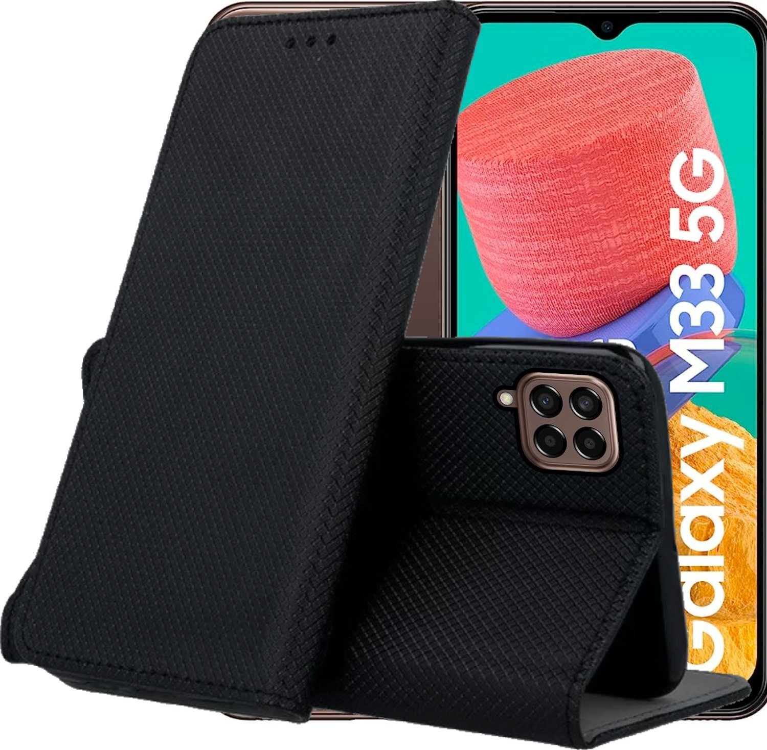 Hello Case ETUI Z KLAPKĄ DO SAMSUNG GALAXY M33 5G CZARNE ZAMYKANE MAGNETYCZNE KABURA