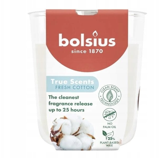 Bolsius Svece aromatyczna szklana świeca świeży bawełniany O80x73mm 8717847188366 8717847188366 (8717847188366)