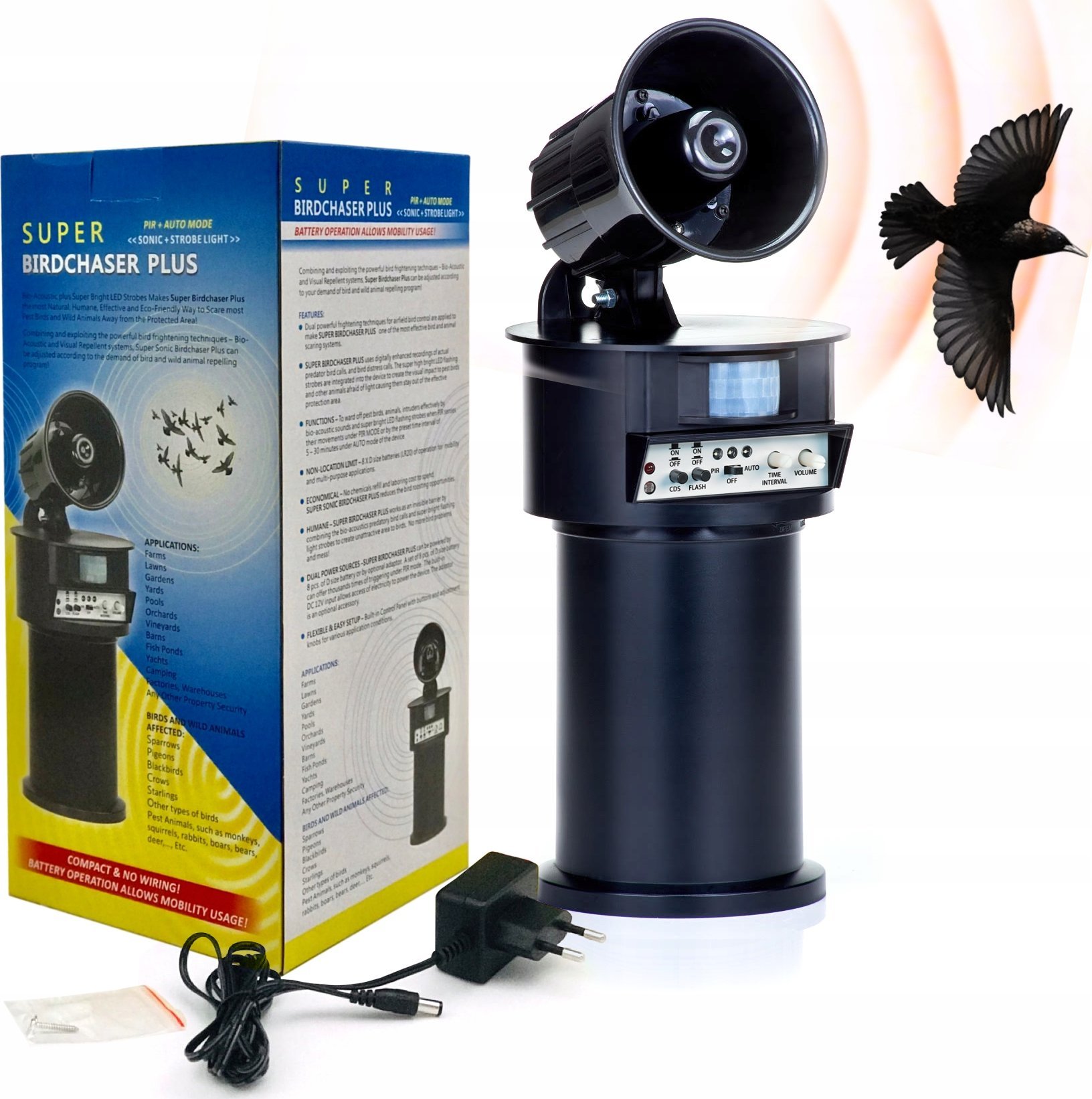 ODSTRASZACZ DŹWIĘKOWY SZCZURÓW PTAKÓW KUN MYSZY