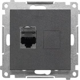 Kontakt-Simon Gniazdo komputerowe RJ45 Kontakt-Simon 55 T61.01/116 pojedyncze kategoria 6, z przesłoną przeciwkurzową moduł grafitowy mat