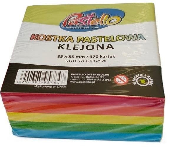 Kostka klejona 85x85mm 370 kartek kolorowa