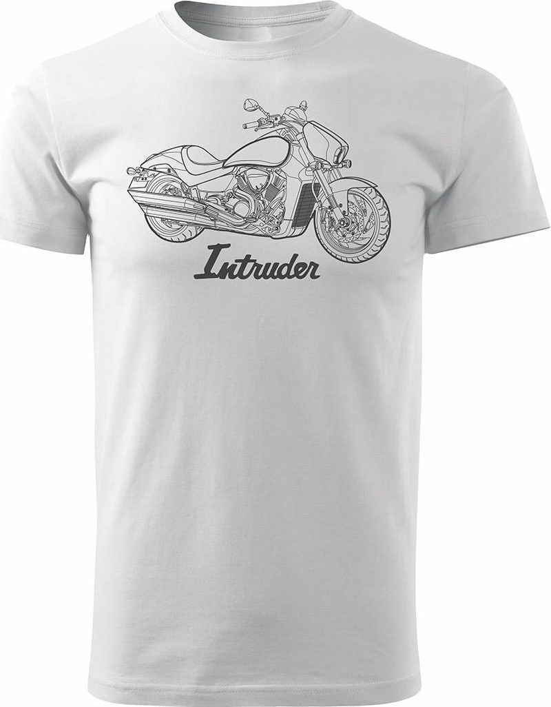 Topslang Koszulka motocyklowa z motocyklem na motor Suzuki Intruder M1800R męska biała REGULAR L