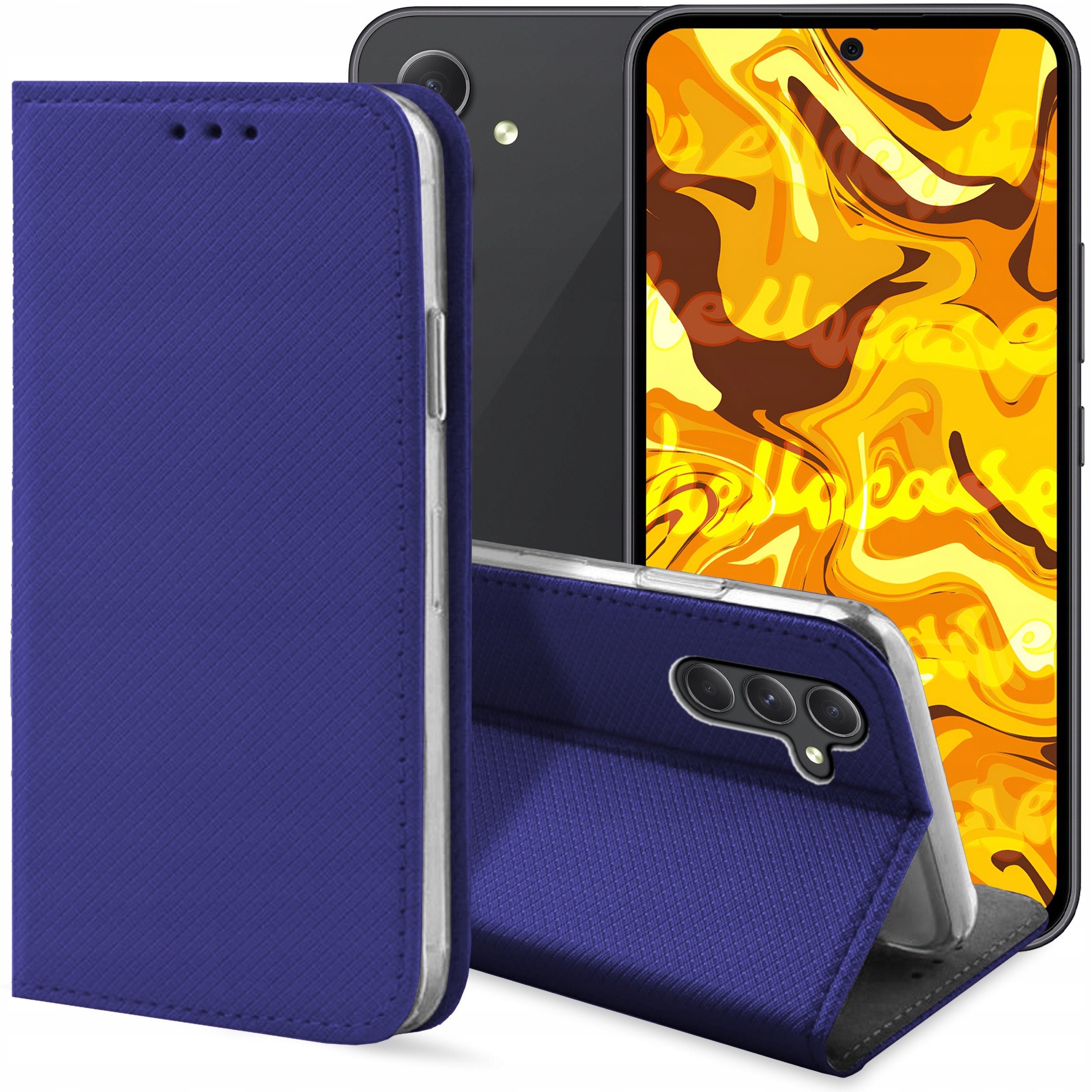 ETUI Z KLAPKĄ DO SAMSUNG GALAXY A54 5G GRANATOWE ZAMYKANE MAGNETYCZNE CASE