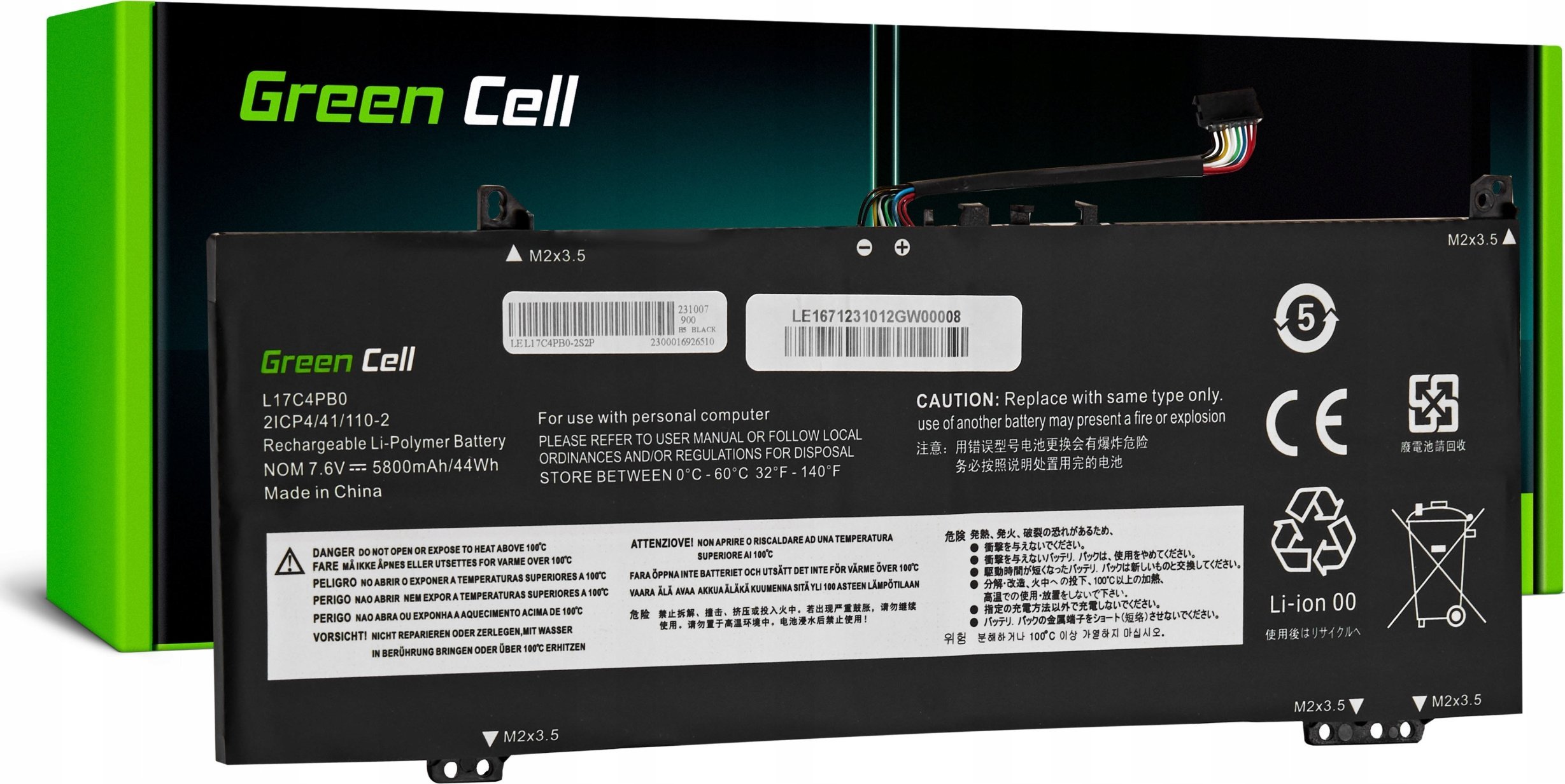 Bateria Green Cell Green Cell Battery L17C4PB0 L17C4PB2 L17M4PB0 L17M4PB2 for Lenovo IdeaPad 530S-14ARR 530S-14IKB Yoga 530-14ARR 530-14IKB