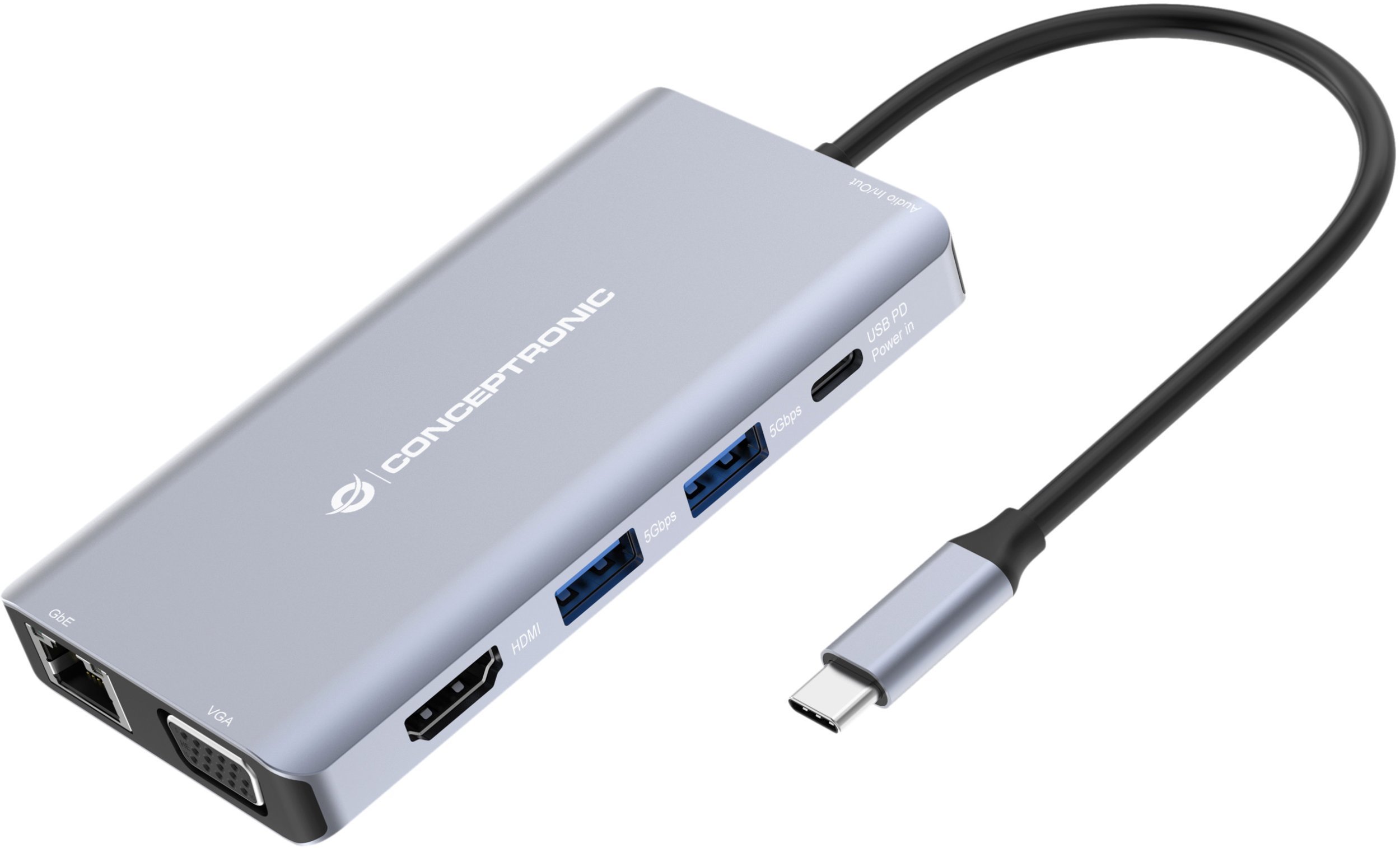 CONCEPTRONIC 10-1 Dock USB-C->HDMI,2xUSB-A,GbE,+ 25cm gr