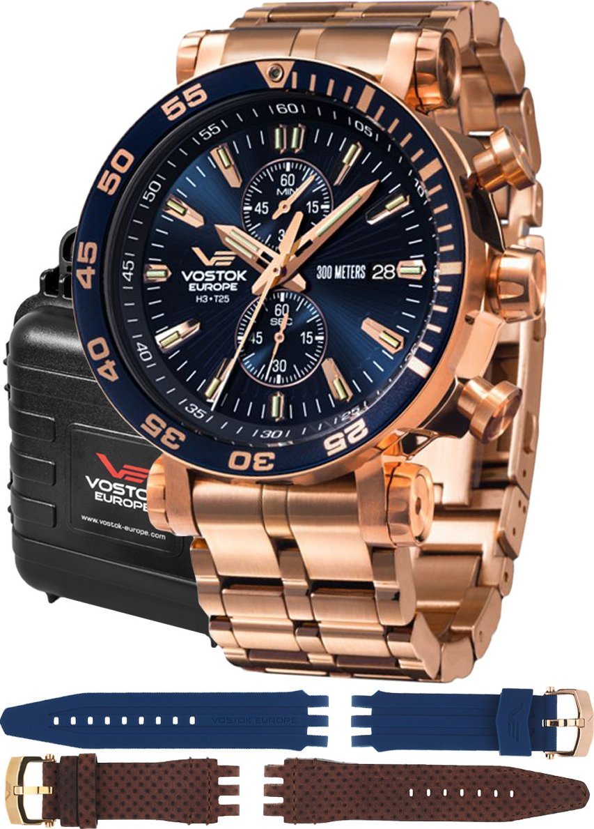 Zegarek Vostok Europe Zegarek męski Vostok Europe VK61-575B590B różowe złoto