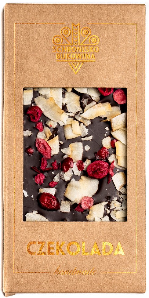 Schronisko Bukowina Czekolada gorzka z żurawiną i kokosem 100g -