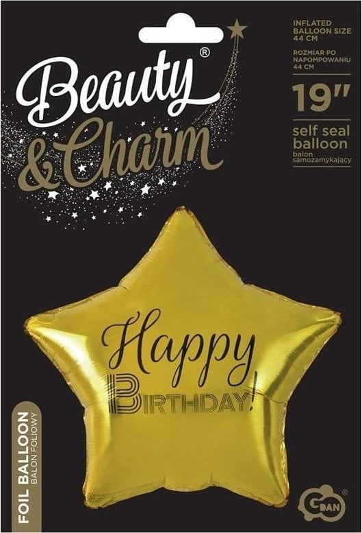 GoDan Balon foliowy Happy Birthday gwiazda złota