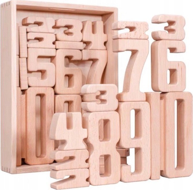 Drewniane Cyfry Układanka Nauka Liczenia Puzzle Dla Dzieci Montessori