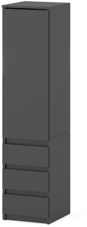 Szafa garderoba 40cm z 3 szufladami nowoczesna do przedpokoju szary mat