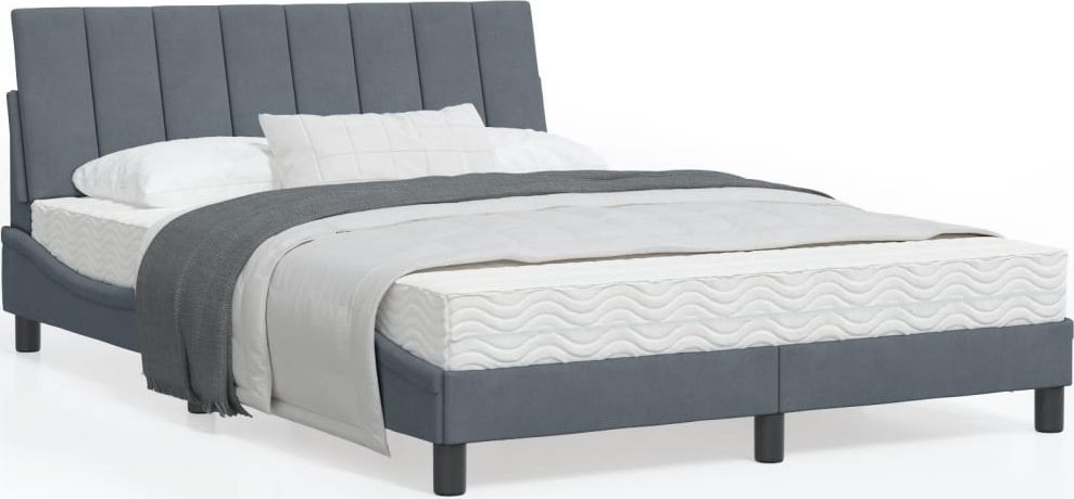 vidaXL Rama łóżka z LED, ciemnoszara, 120x200 cm, aksamitna