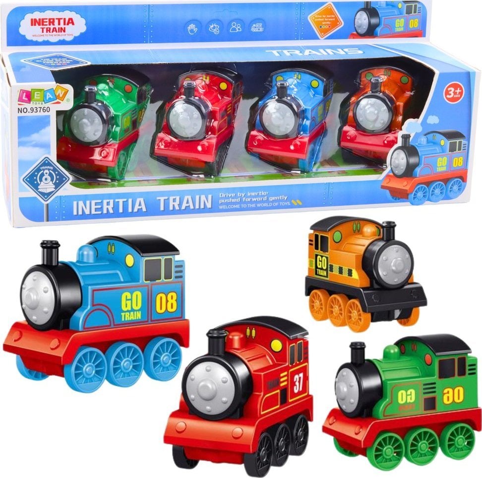 LeanToys Zestaw Lokomotyw Z Napędem Pociągi Kolorowe 4szt