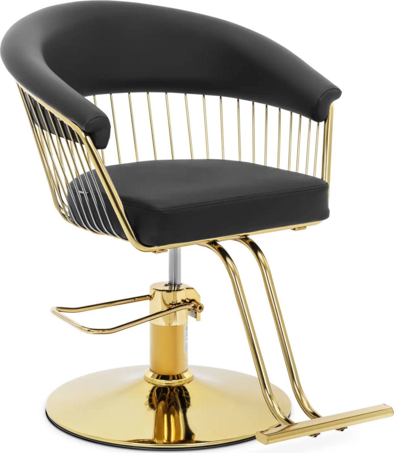 Fotel fryzjerski barberski z podnóżkiem LYME - czarno złoty Fotel fryzjerski barberski z podnóżkiem LYME - czarno złoty