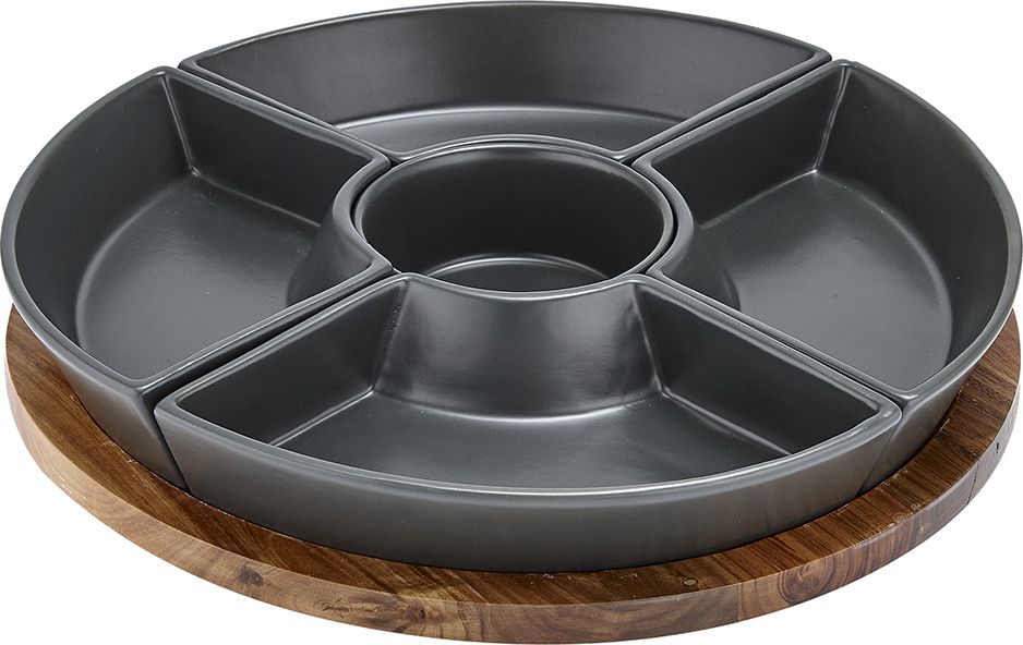 Ladelle Ladelle Essentials Charcoal miseczki do przeksek na obrotowej desce L62073