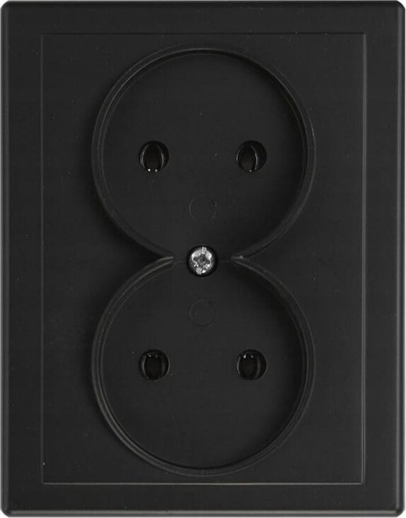 Düwi Gniazdo podwójne bez uziemienia IP20 16A 250V Podtynkowe Czarny mat