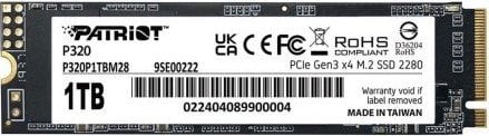 Dysk SSD Patriot P320 512GB M.2 2280 PCI-E x4 Gen3 NVMe (P320P512GM28)
