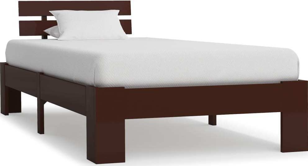 vidaXL Rama łóżka, ciemnobrązowa, lite drewno sosnowe, 100 x 200 cm